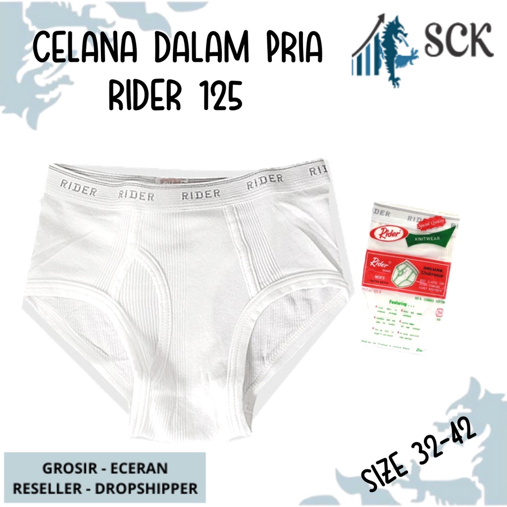 CD Pria RIDER 125 Putih Karet Boxer / Pakaian Dalam RIDER R 125 B | Warna Putih - sckmenwear GROSIR