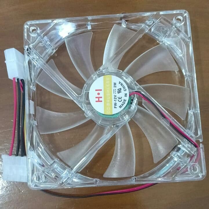 Fan casing 12cm transparan lampu warna warni