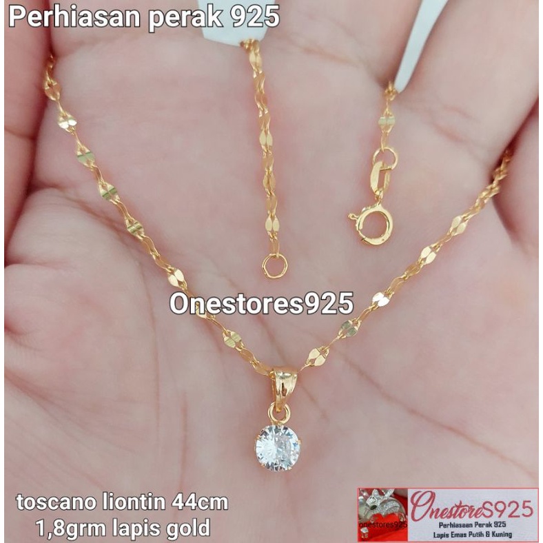 Toscano Kalung Liontin Desi Perak Asli Silver 925 Lapis Emas Kuning