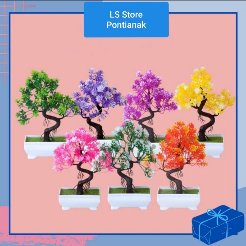 FREE ONGKIR  Tanaman Hias Ornamen Bunga Hias Plastik Pot Vas Dekorasi Bunga Sakura Bonsai Pinus Aest