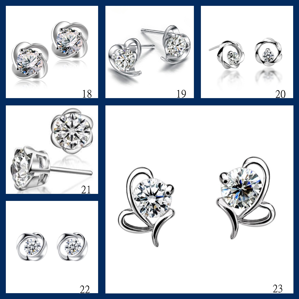 Goldkingdom Aksesoris Perhiasan Fashion Ready Stock Minimalis S925 Sterling Silver Lapis Emas Asli Kadar 375 Dengan Berlian Indah Cahaya Mewah Hadiah Pejantan Wanita