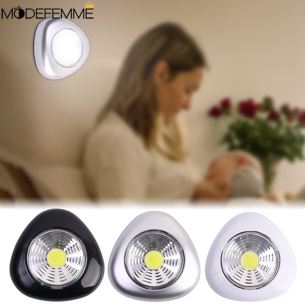 [Unggulan] 1pc Furniture Kamar Tidur Samping Tempat Tidur Tangan Tekan Malam Led Nirkabel Lampu Malam Segitiga Putaran Kabinet Tangan Tekan Kecil Lampu Malam Led Sentuh Kecil Lampu Malam