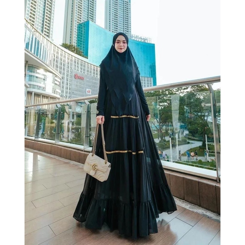 Izora syari + khimar gamis muslim maxy polos cerrtuy baju kondangan muslimah terbaru