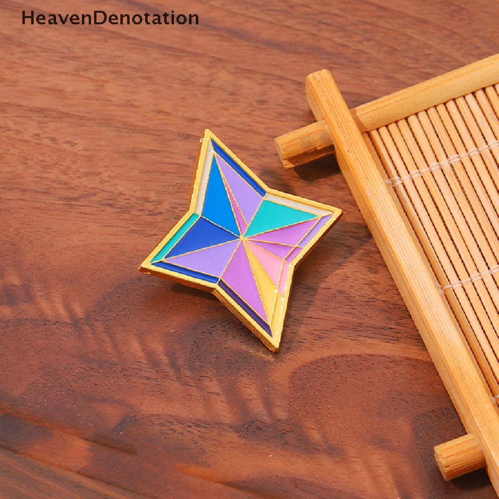 [HeavenDenotation] 1pc Warna Belah Ketupat Logam Cat Lencana Bros Primogems Enamel Pin Perhiasan Permainan HDV