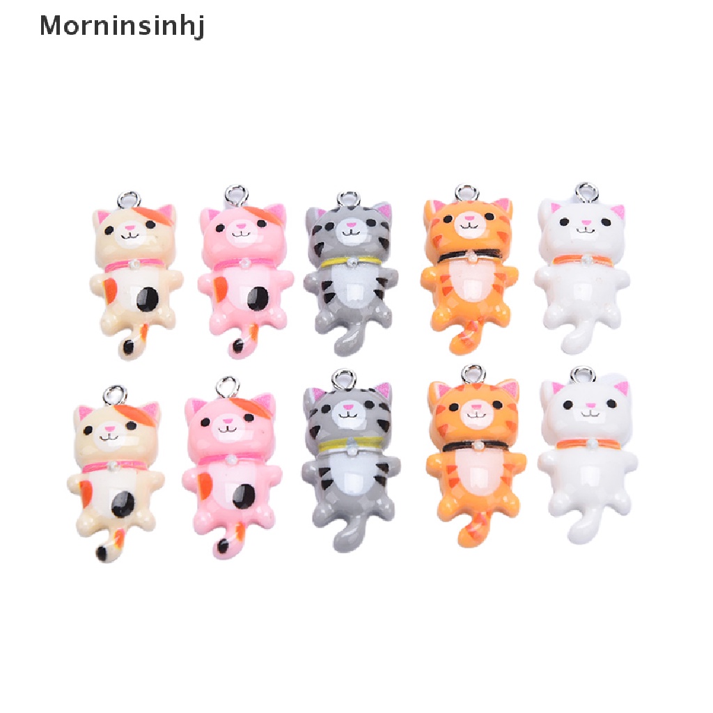 Mornin 10Pcs Resin Kucing Hewan Lucu Ch Liontin DIY Membuat Anting Perhiasan Craft id