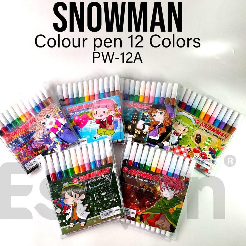 

T31 Spidol SNOWMAN 12warna ORIGINAL ASLI / Spidol Snowman PW 12A WOW BANGET ㅊ