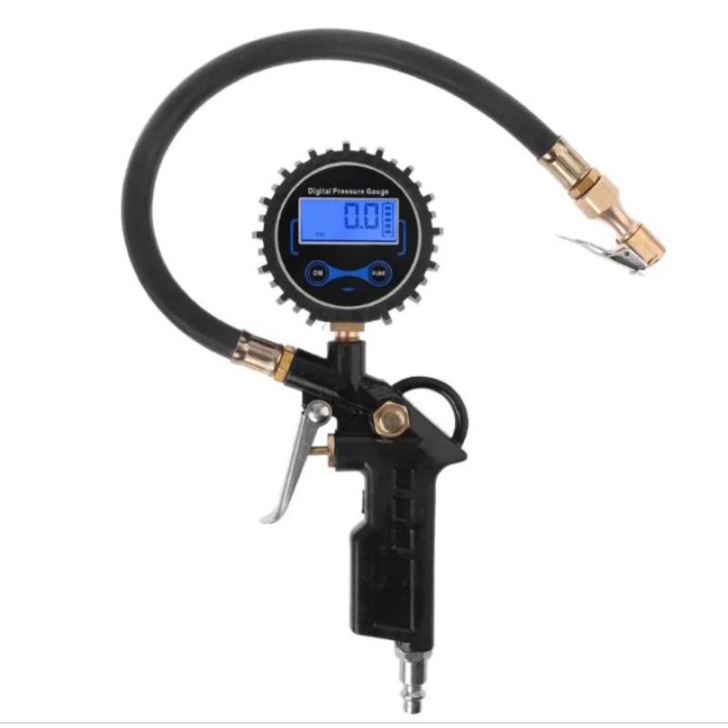 Digital LCD Tire Inflator Pressure Gun Alat Pengisi Pengukur Ukur Tekanan Angin Ban