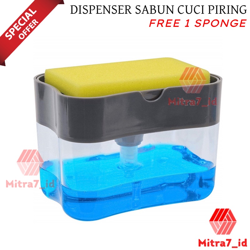 [M7] Holder Spons  + Dispenser Sabun Cuci Piring - Pump Sabun Cuci Piring