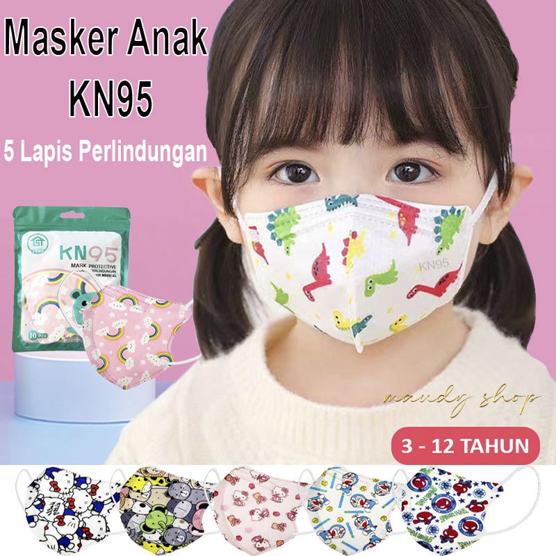 Masker Anak Motif Cartoon KN95 Duckbill 5 PLY Usia 3 - 12 Tahun