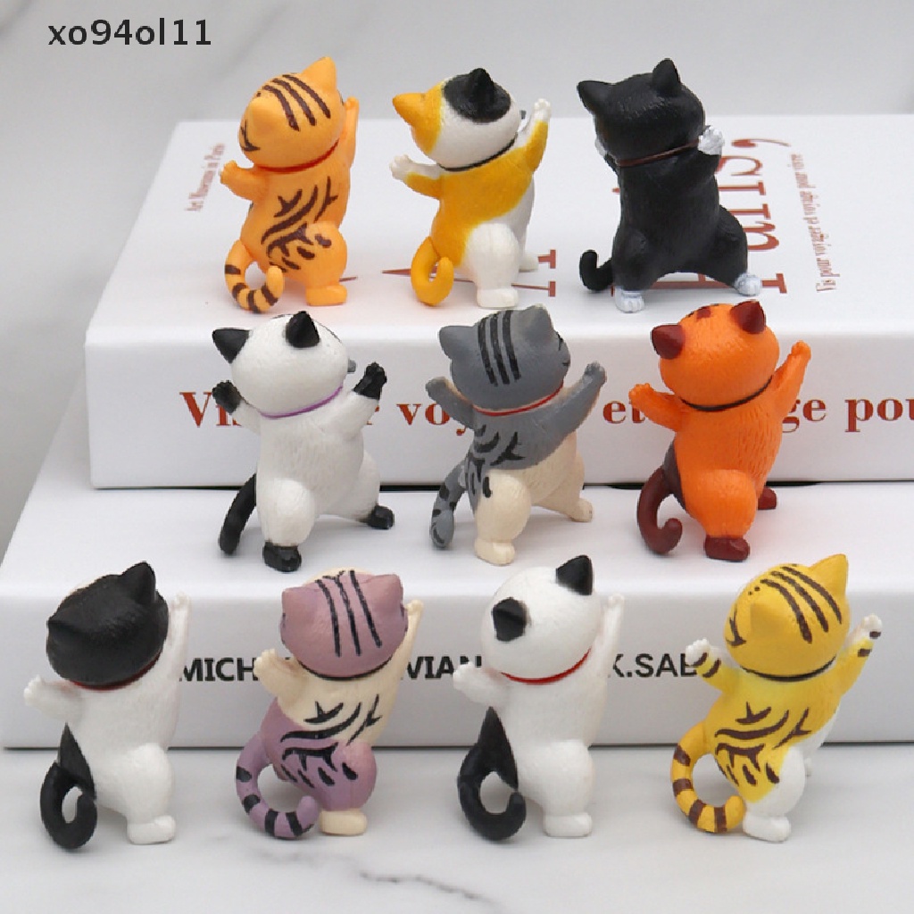 Xo 10Pcs Mainan Koleksi Kucing Lucu Miniatur Kucing Keberuntungan Ornamen Menari Boneka Kucing OL