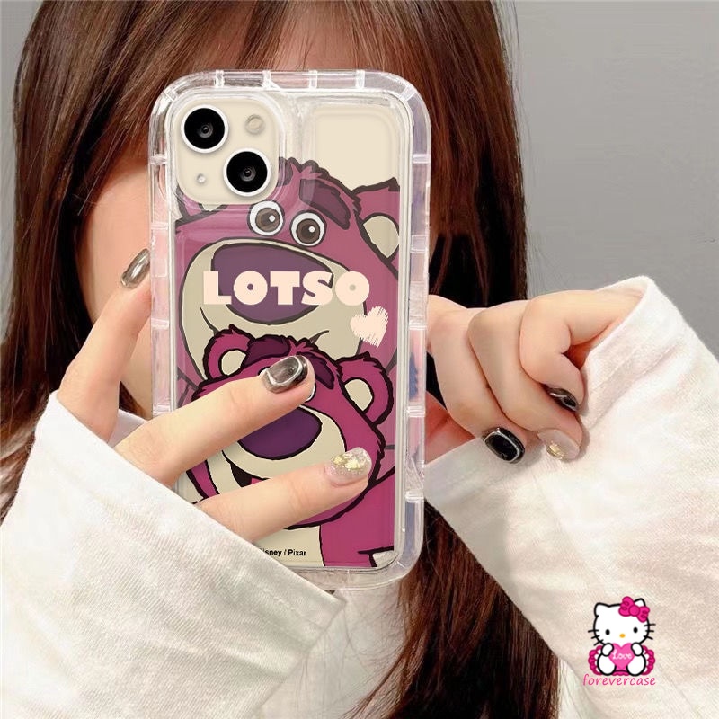 Case OPPO A17K A95 A96 A1K A12 A17 A15 A54 A5s A16 A77 A53 A11 A35 A55 A74 A77s A16K A16s A9 A33 A32 A12E A15s A7 A3s A57 A5 A52 A72 A92 Manyo Strawberry Bear Airbag Soft Cover