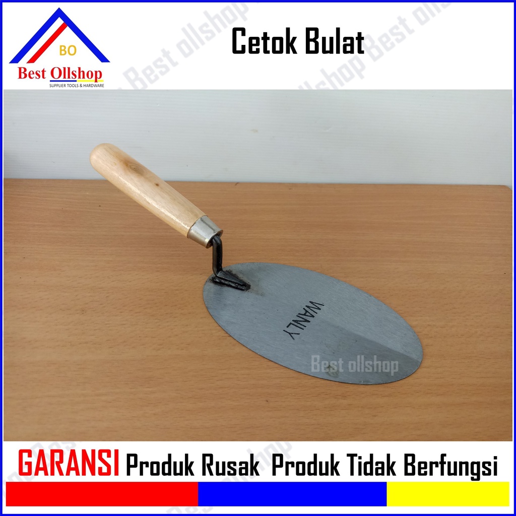 Sendok Tembok Semen Bulat 6 Inci Gagang Kayu /Cetok Sendok Semen 6&quot; 7 Inch Bulat Oval