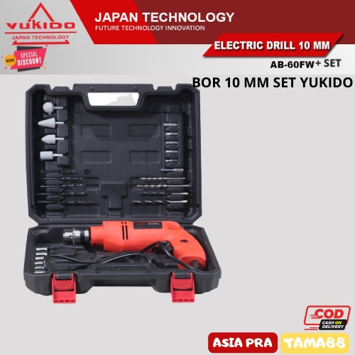 YUKIDO JAPAN TOOL MESIN BOR 10MM PUTARAN BOLAK BALIK (full tembaga) BOR KAYU BETON BESI TIPE AB-60FW FARIABLE SPEDD BOR TERMURAH SPESIAL EDITION