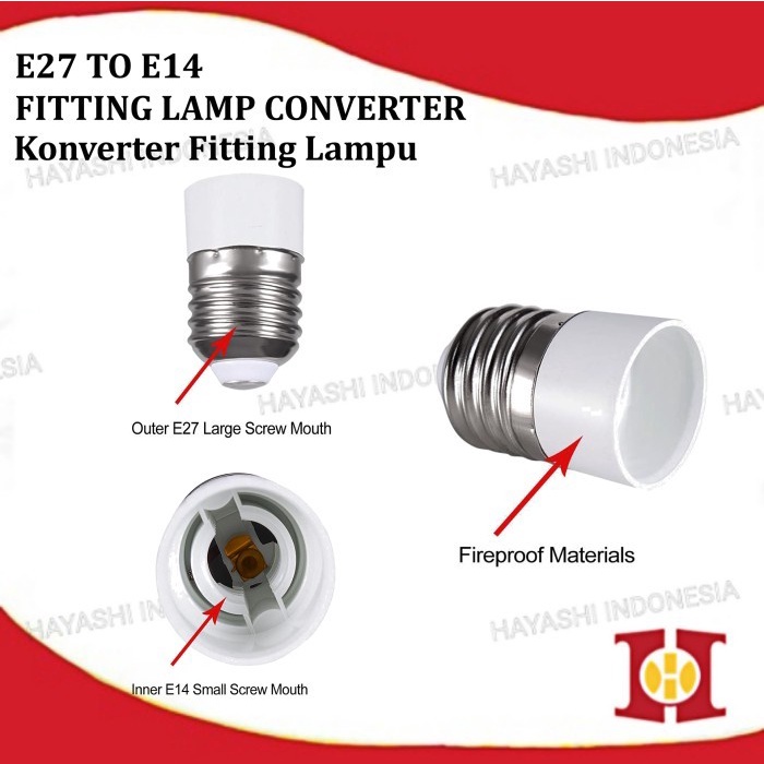 Konverter Fitting Lampu E27 ke E14 Cap Lamp Light Converter Adapter