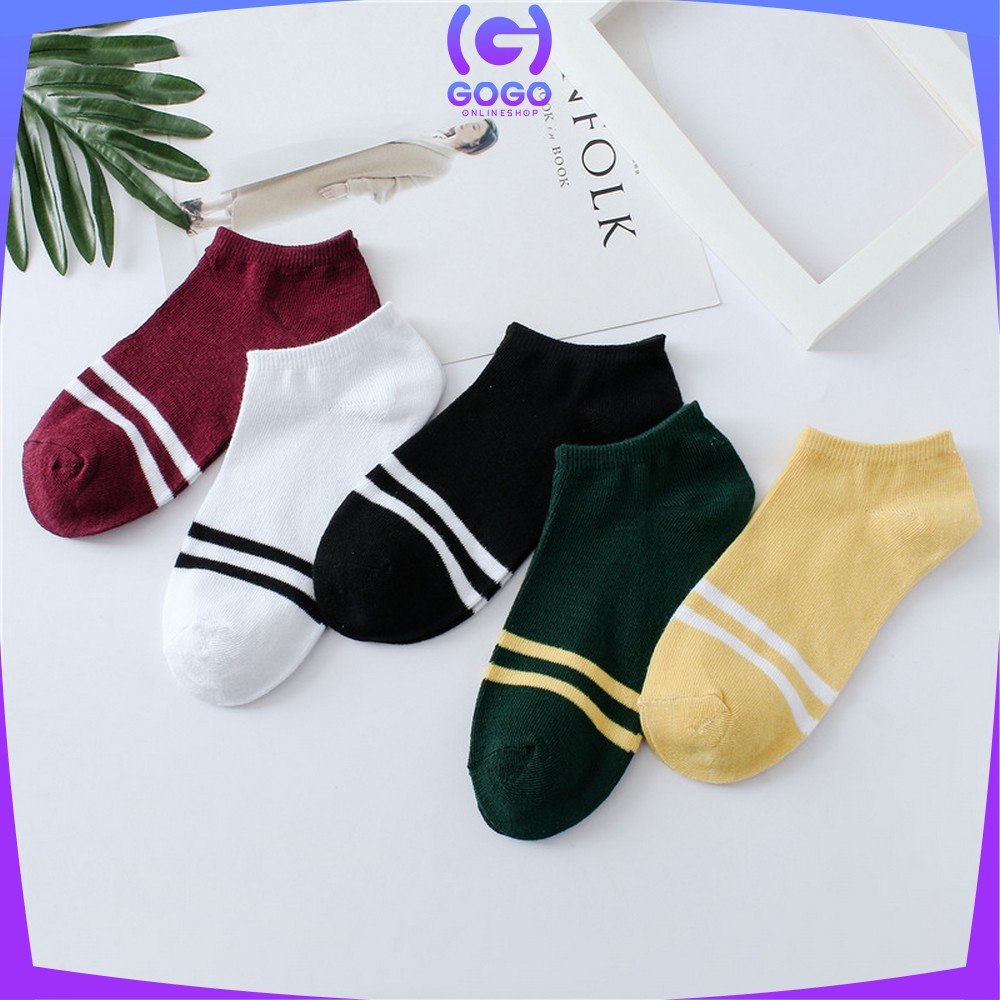 GOGO-P53 Kaos Kaki Pendek Dewasa Motif Garis Ankle Sock / Kaus Kaki Semata Kaki Short Socks Import