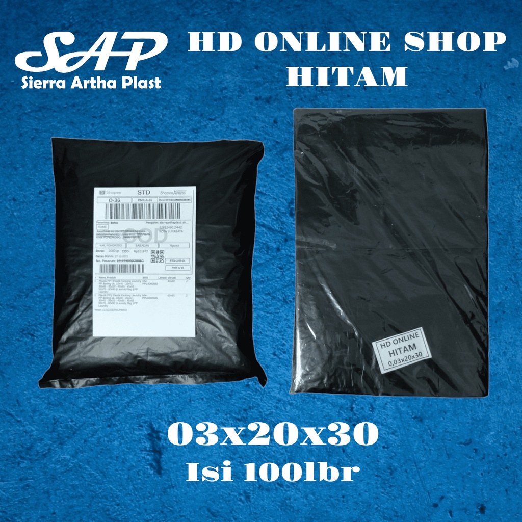 Plastik Packaging Hitam | Plastik Online Shop Tebal | Plastik Packing Online | HD Online Hitam 20x30 , 25X35 , 30X40 | HD Tanpa Plong