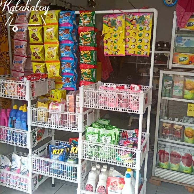 ❂ RAK DAGANGAN Rak Susun Rak Susun Keranjang Susun Rak Chiki Rak Snack Rak Jajanan ➤