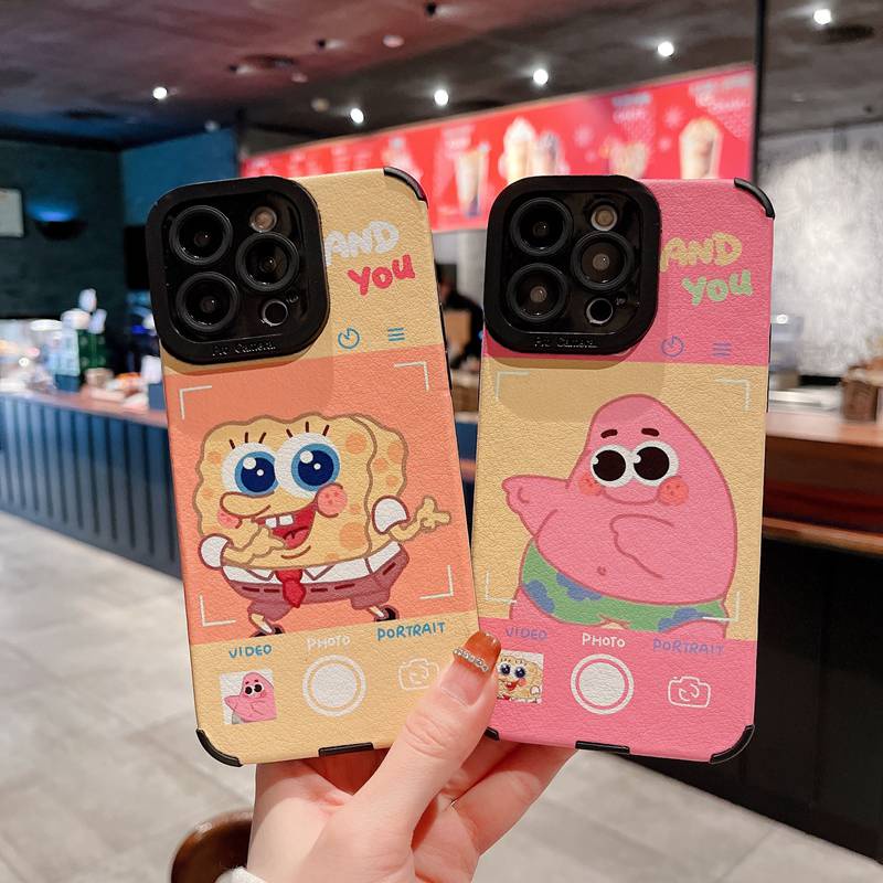 Funny Photo SpongeBob &amp; Patrick Star Soft Case HP iP iPhone 6 6S 7 8 14 + Plus SE 2020 X XS XR 11 12 13 Pro Max New Casing Apple