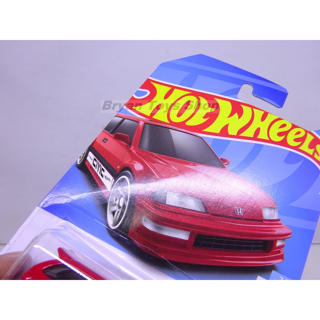 Hot Wheels Card Ketekuk 90 Honda Civic EF Merah