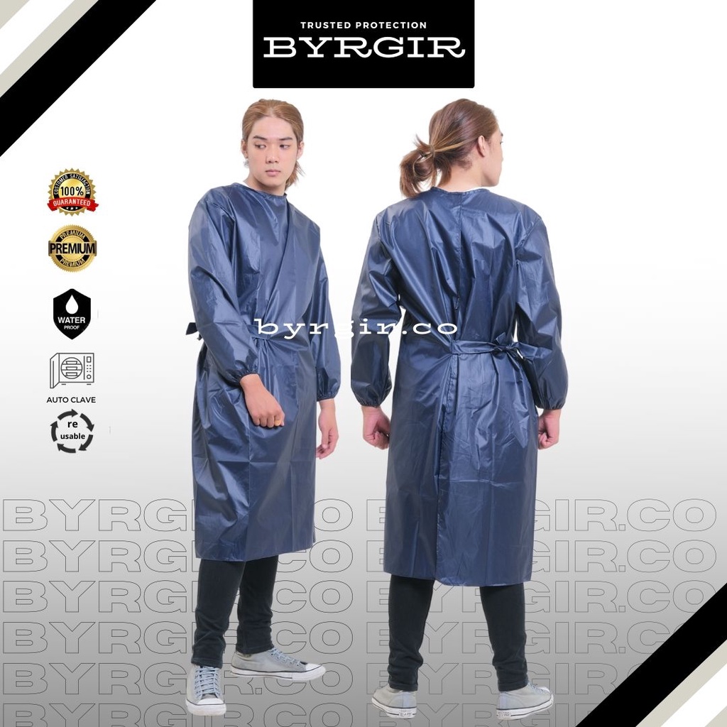 BYRGIR Surgical Gown Baju Operasi Jas Atasan APD Bahan Parasut Apron Medis Pria Wanita Water Proof