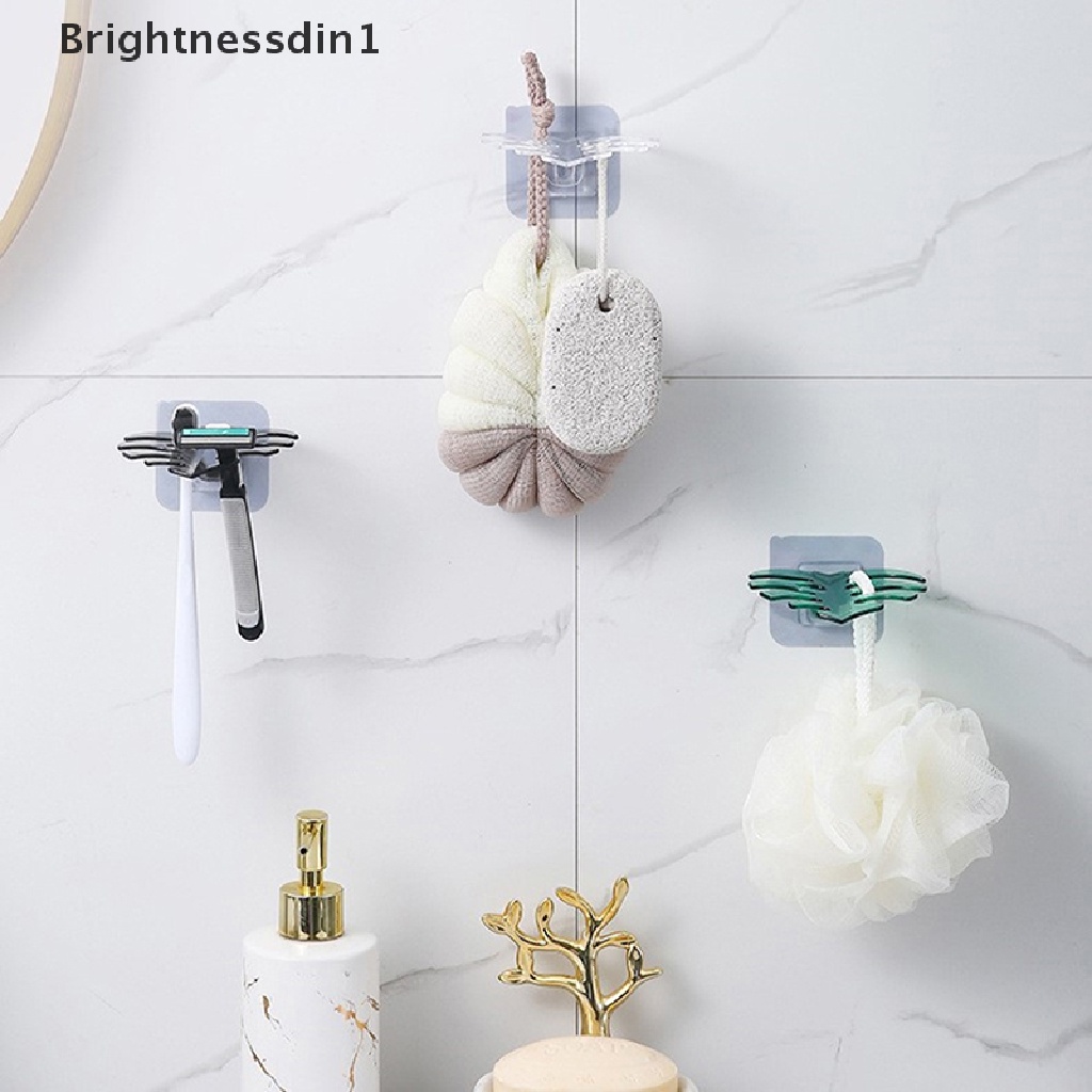 [Brightnessdin1] New Leaf Hook Dinding Serbaguna Organizer Rak Kamar Mandi Silet Tempat Sikat Gigi Tali Rambut Penyimpanan Kait Alat Gadget Dapur Hook Butik