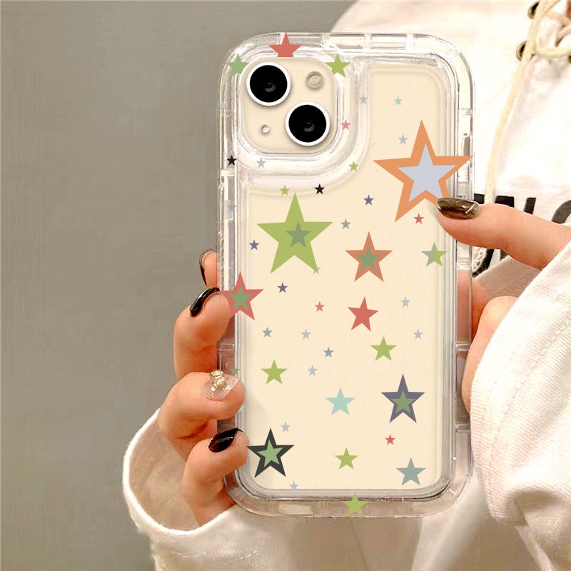 IPHONE Bintang Casing Ponsel Lembut Kompatibel Untuk Iphone14 13 11 12 Pro XS Max X Xr7 +8 Plus Casing TPU Silikon Shockproof Cover