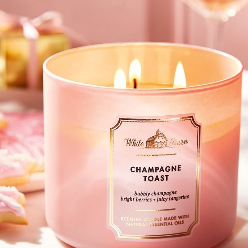 BATH &amp; BODY WORKS BBW CHAMPAGNE TOAST 3-WICK SCENTED CANDLE 411 G