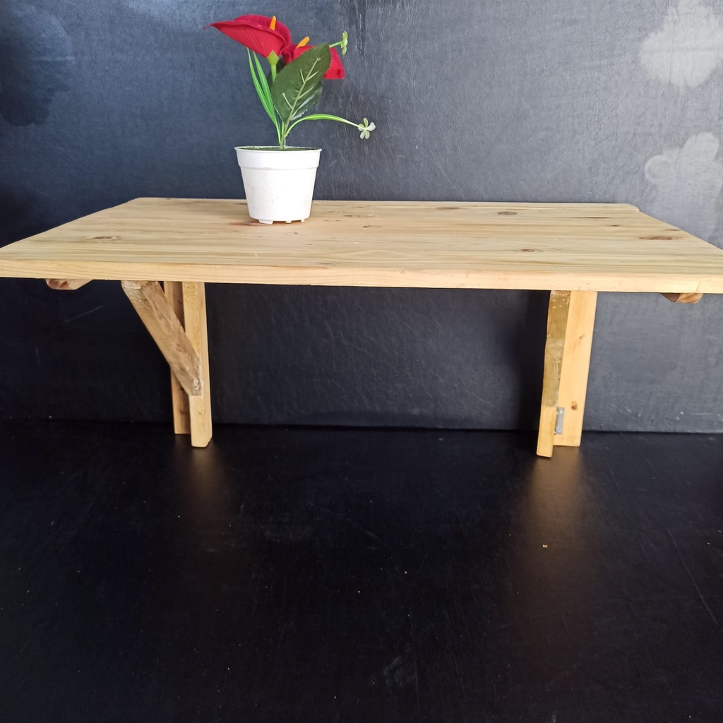 Roekre Meja Gantung Lipat Serbaguna Kayu Jati Belanda 70cm-Meja Dinding