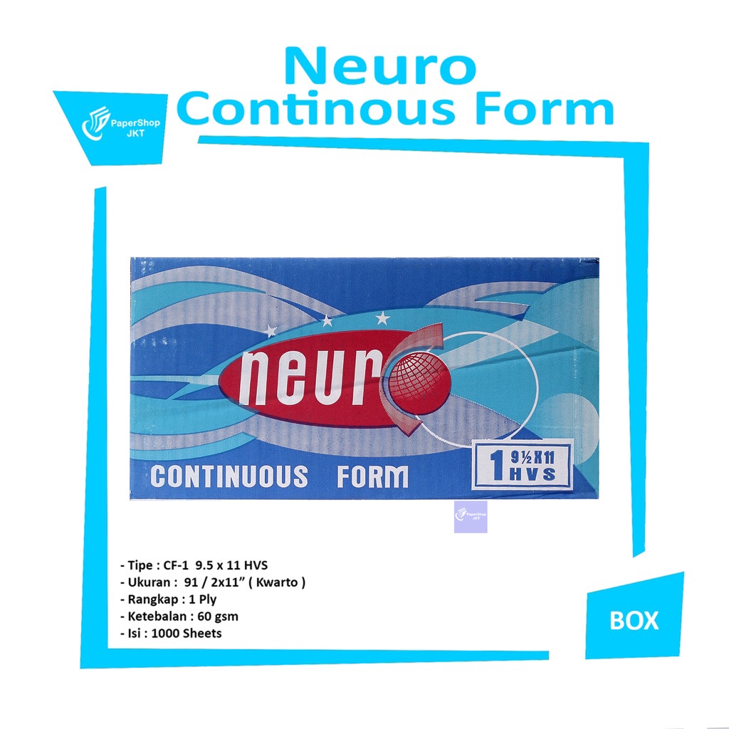 

NEURO - Continous Form 1 Ply 9 1/2 x 11 ( K1 Neuro ) HVS - Box