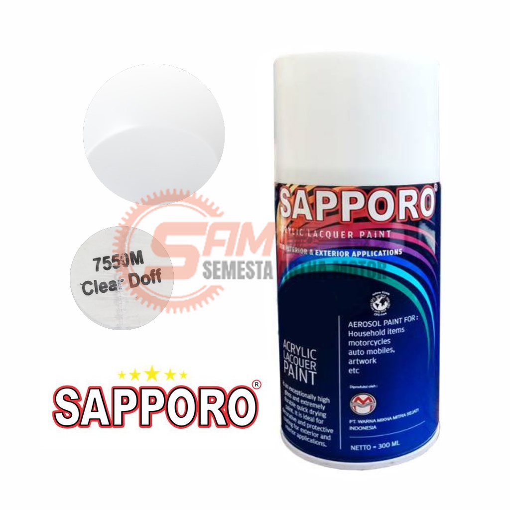 

Cat Semprot Sapporo 7550M Clear Doff Colour Spray Warna Bening Doff Pilox Pernis