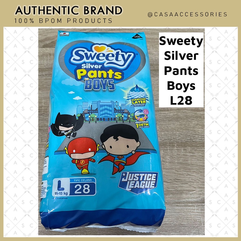 SWEETY Silver Pants Boys Popok Celana Motif Laki Laki L28 L 28