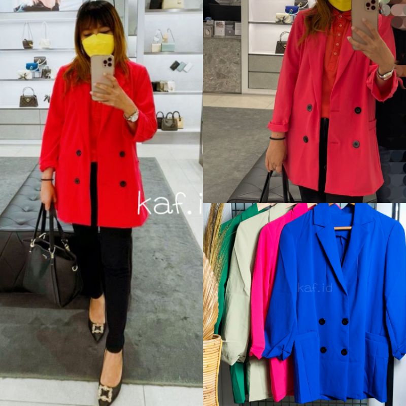 Blazer Wanita Kantor Blazer Kancing Basic Casual Premium Import