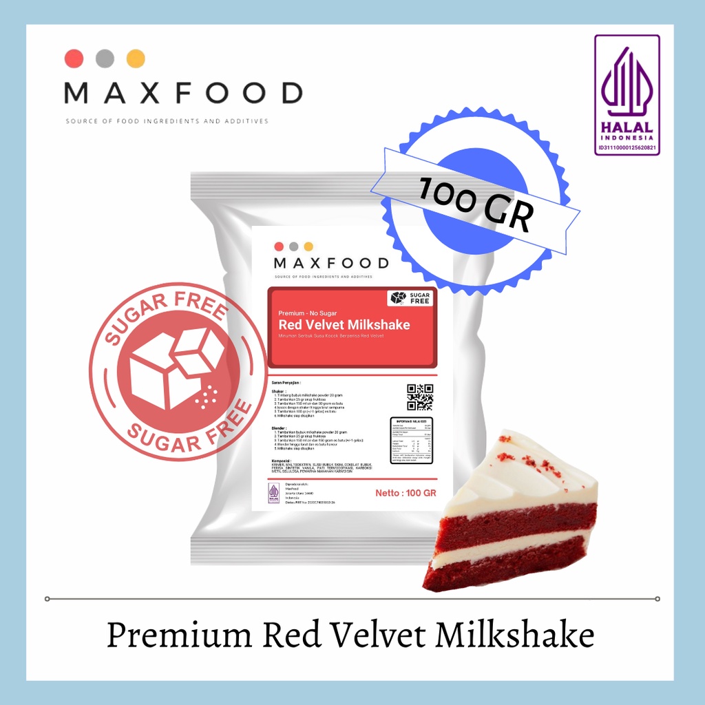

MAXFOOD - No Sugar Bubuk Red Velvet Milkshake 100 Gram