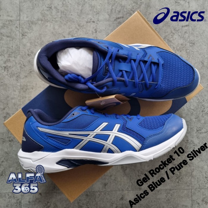{MentariStore} Sepatu Badminton / Voli Asics Gel Rocket 10 BLUE Volley Indoor Shoes - 40 Limited