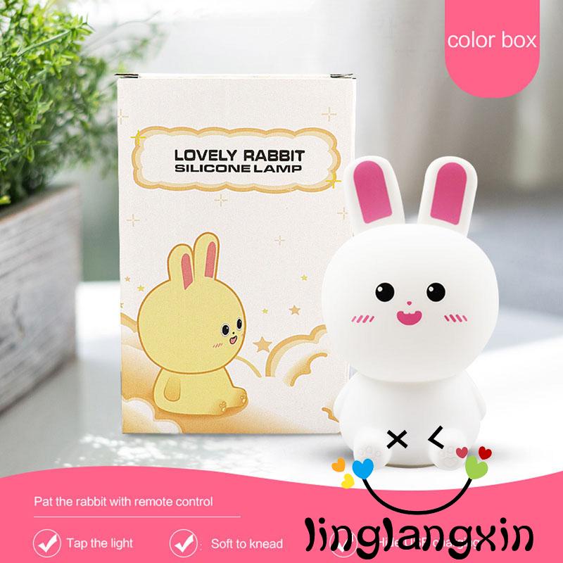 Llx-lampu Malam Kelinci Silikon USB Rechargeable Lucu Lembut Sensor Sentuh Samping Tempat Tidur Untuk Hadiah Anak Dekorasi Kamar