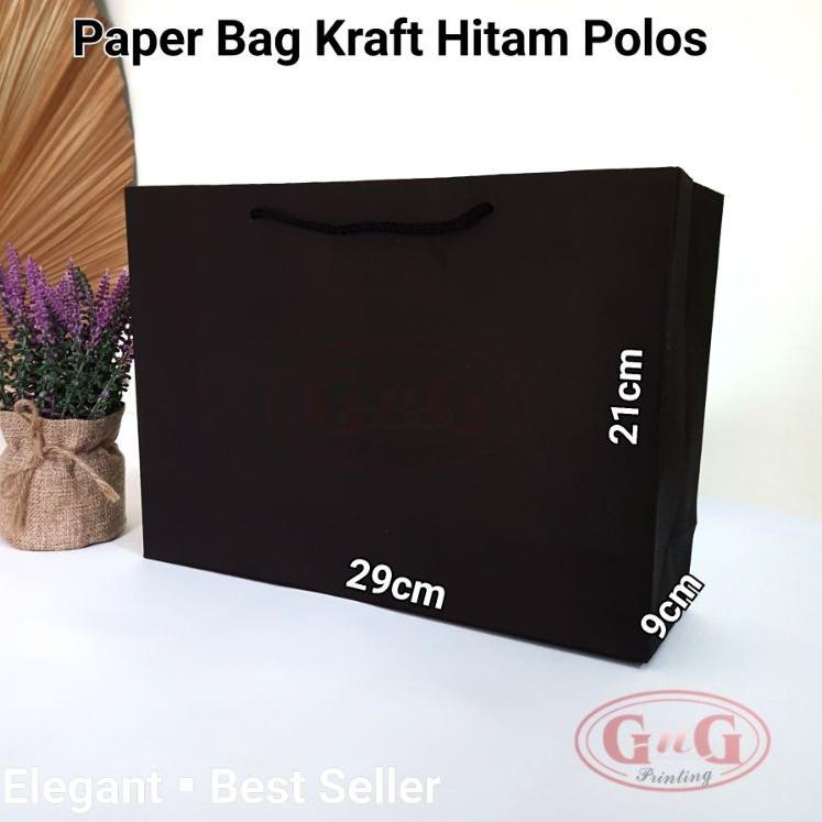 

Super Murah Paper Bag Hitam / 20pcs / Tas Kado Kertas Kraft / Paperbag Shopping Bag / Packaging / Uk. 29x9x21