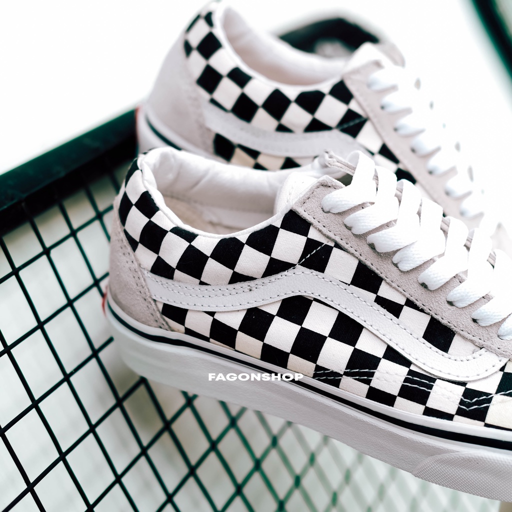 VANS OLDSKOOL PRIMARY CHECKERBOARD WHITE GREY BLACK ORIGINAL 100%