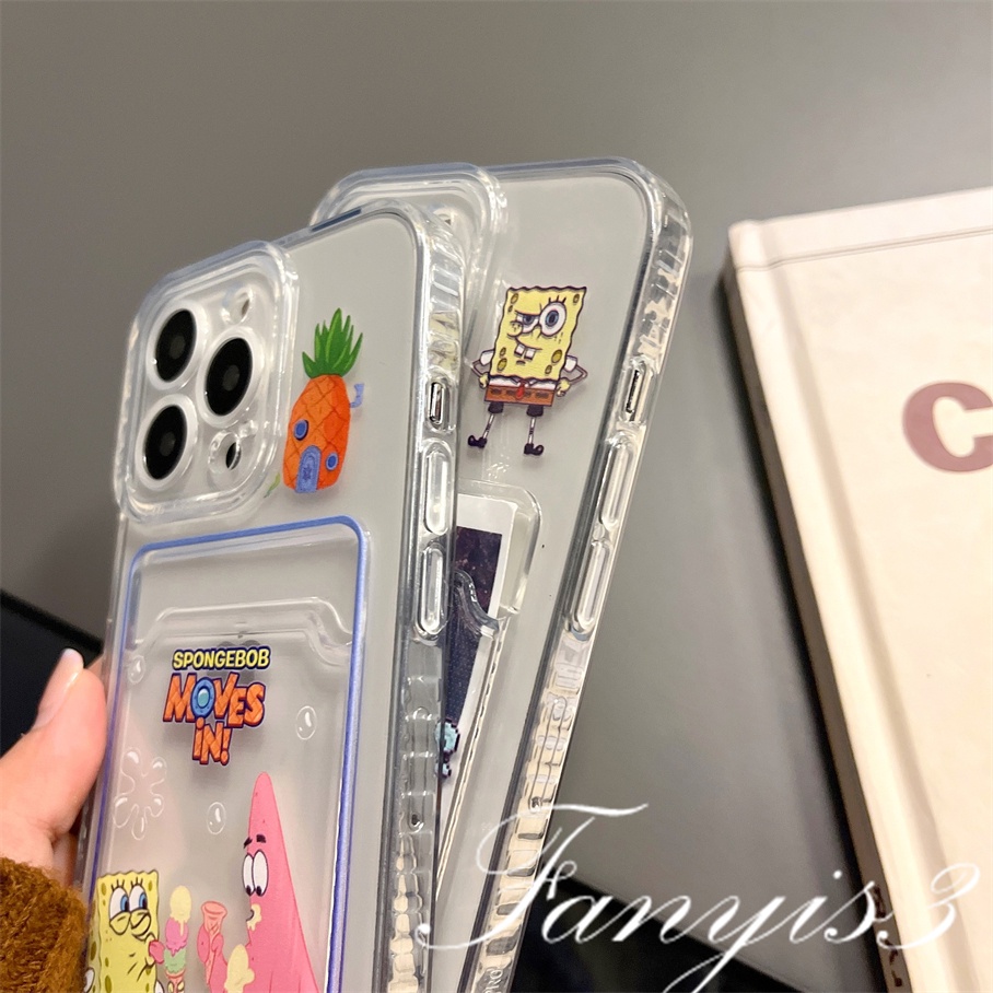 Compatible For IPhone 14 13 12 11 Pro Max X XR Xs Max 8 7 Plus SE 2020 Kompatibel Untuk Karakter Kartun Card Holder Phone Case Clear TPU Soft Cover Pelindung