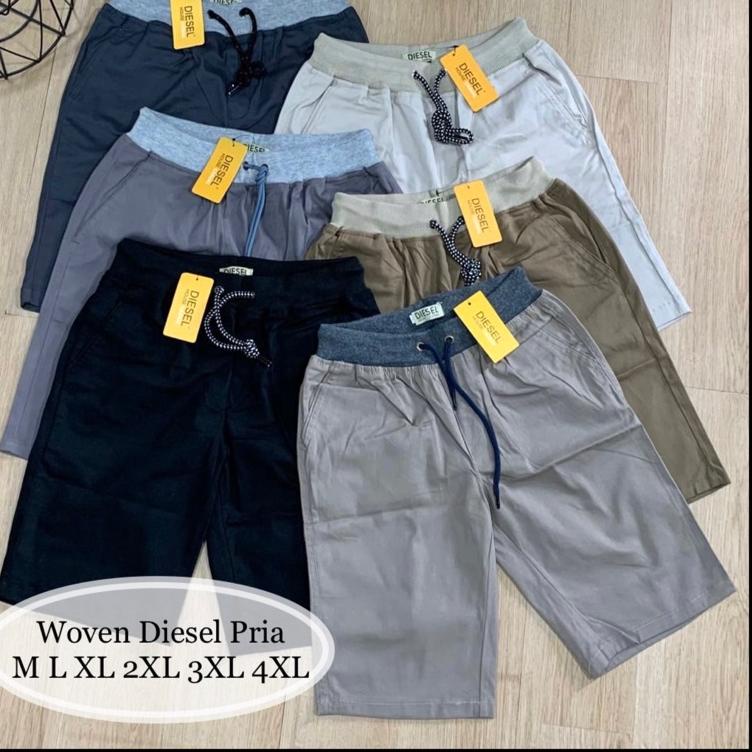 Langsung Kirim Woven Diesel Celana Pendek Diesel Celana Pendek Rib ggang karet Clana Pendek Polos M-