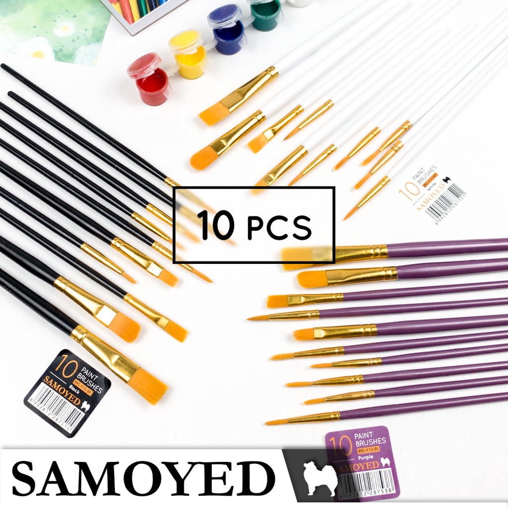 

SAMOYED BRS-Y10 Kuas Lukis Cat Air / Akrilik / Minyak / Nilon / Watercolour / Acrylic / Oil Paint / Nylon / Round Flat Filbert / Painting / Artist Brush Set