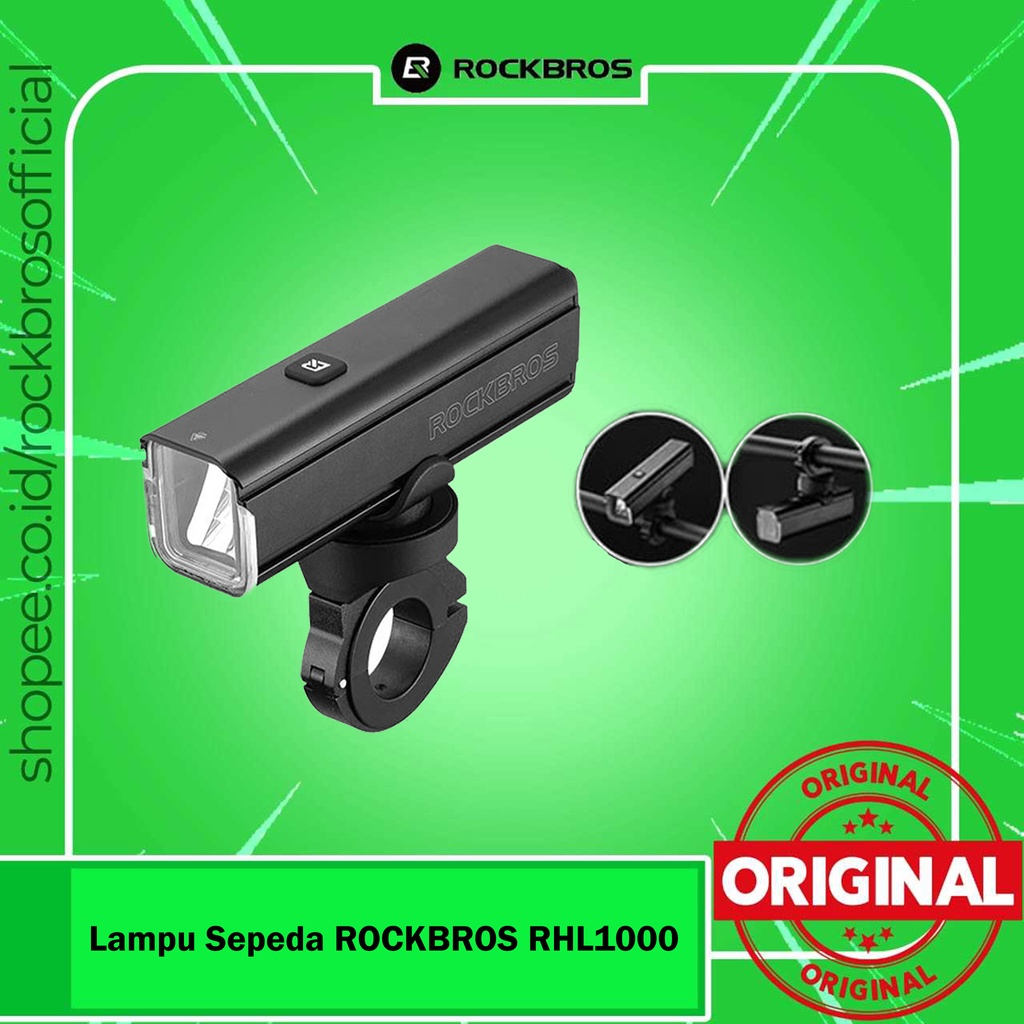 Lampu Depan Sepeda Rockbros RHL1000 LED Charge USB Anti Air 1000 Lumens Rechargeable 4500 Mah
