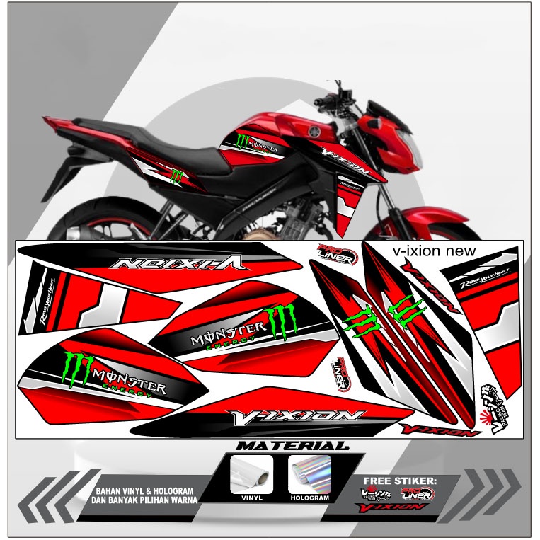 STIKER STRIPING LIS VARIASI VIXION ADVANCE 2015-2018 LIGHTNING DECAL LIS VARIASI VIXION ADVANCE 2015