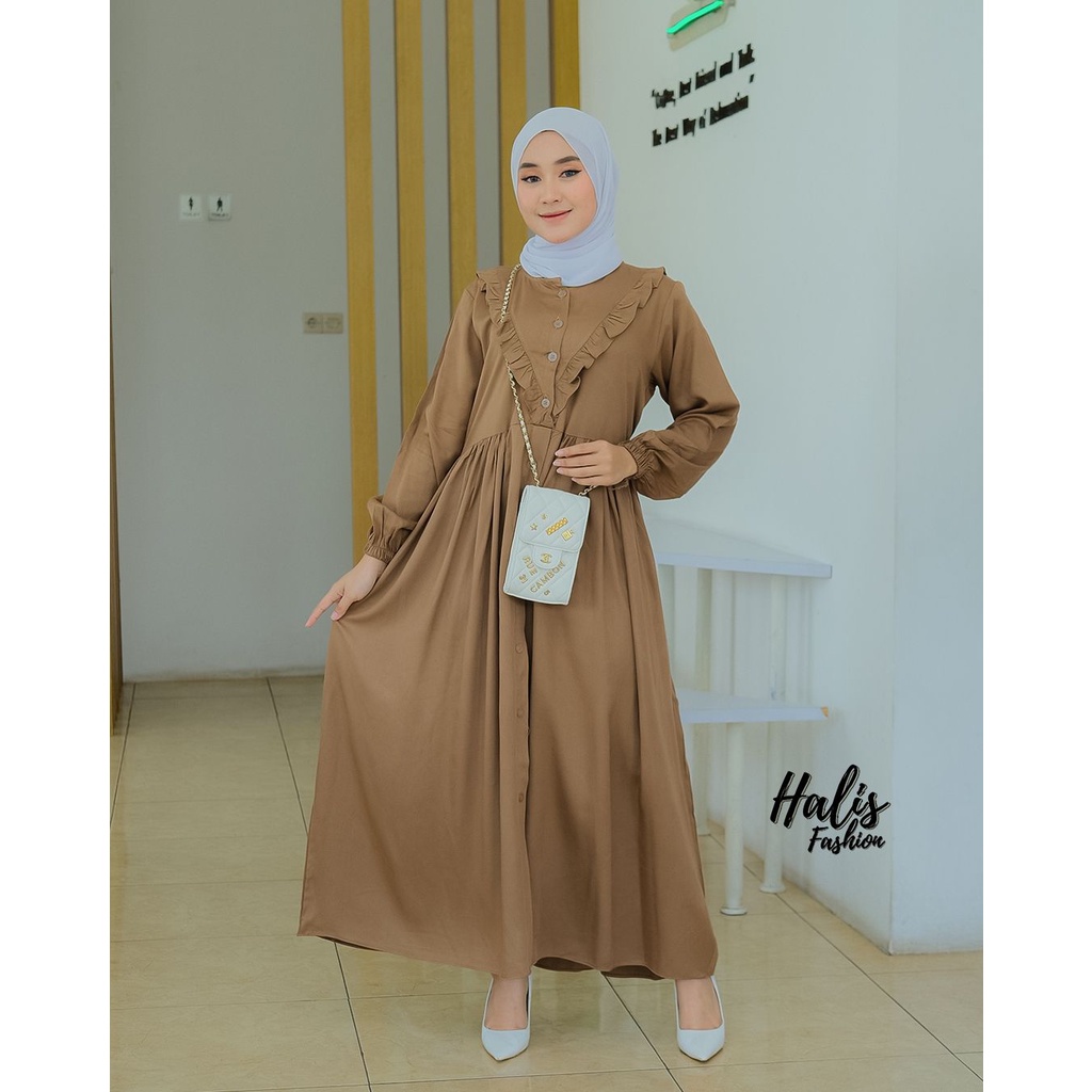 Gamis Halis Original/ Vee Dress/ Gamis Bahan Rayon Twill