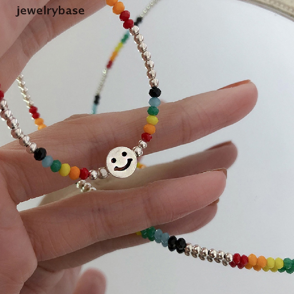 [jewelrybase] Smiley Face Sweater Kalung Pesta Perhiasan Untuk Wanita Pasangan Fashion Kreatif Manik-Manik Warna-Warni Liburan Pantai Aksesoris Butik