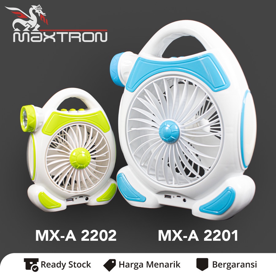 Kipas Angin Portable Multifungsi Lampu Emergency dan Senter Maxtron