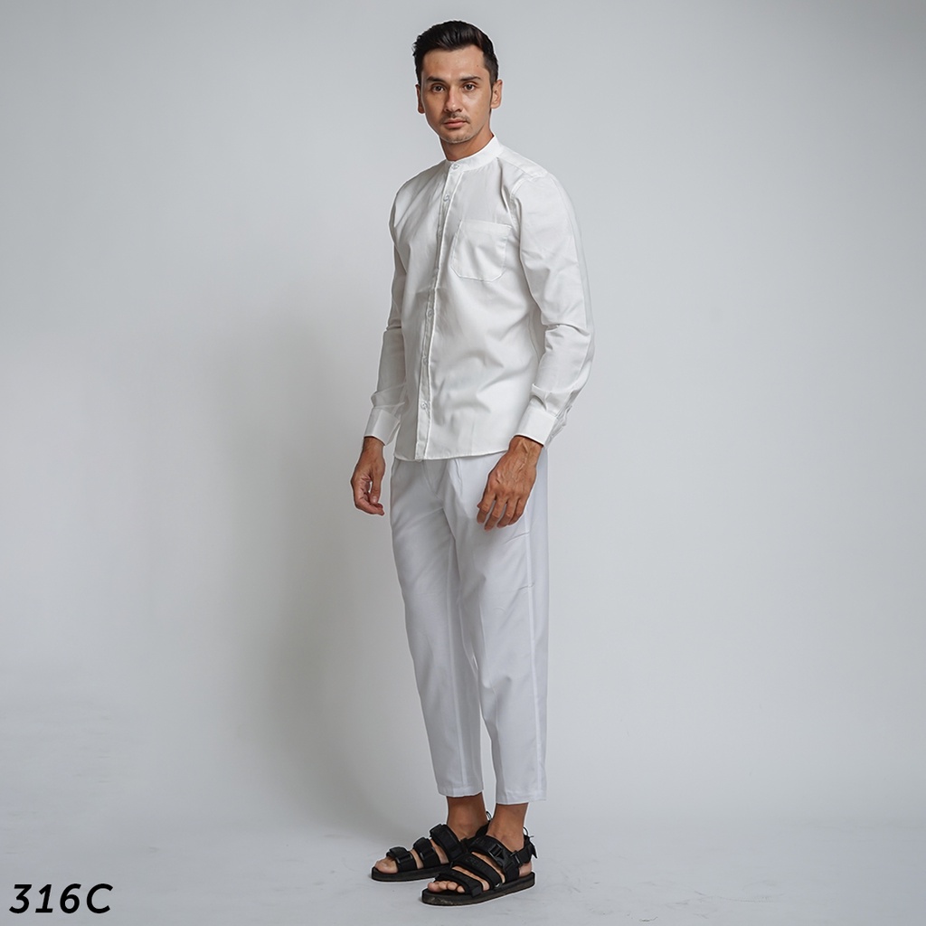 HSRM Ox Shirt 1 Set White Kemeja Kerah Shanghai Lengan Panjang 316 C