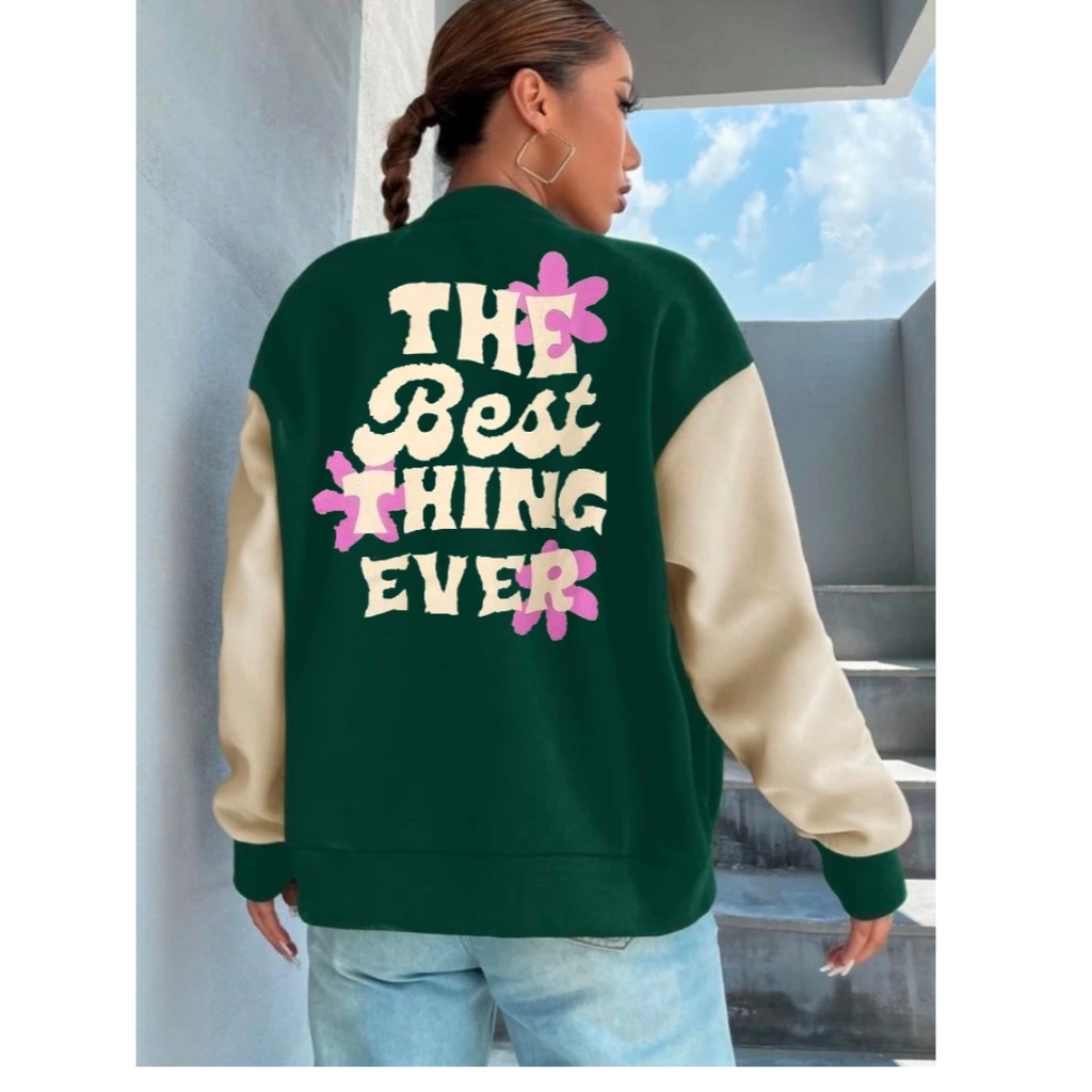 THE BEST THINGS VARSITY PRIA WANITA SWEATER JACKET BASEBALL KOREAN FASHION OUTFIT LUCU ALA KOREAN