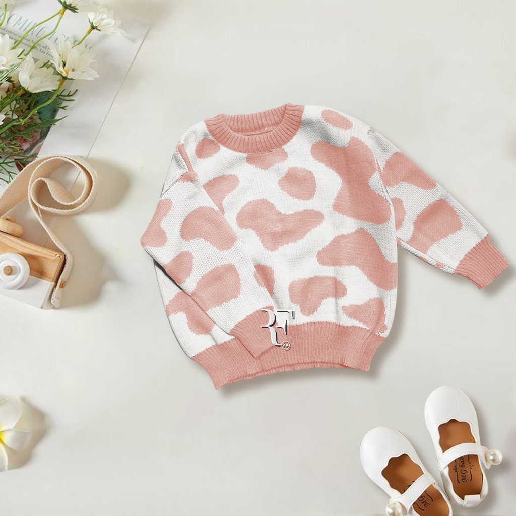 SWEATER PREMIUM MOTIF COW BLOUSE RAJUT ANAK USIA 1-6th