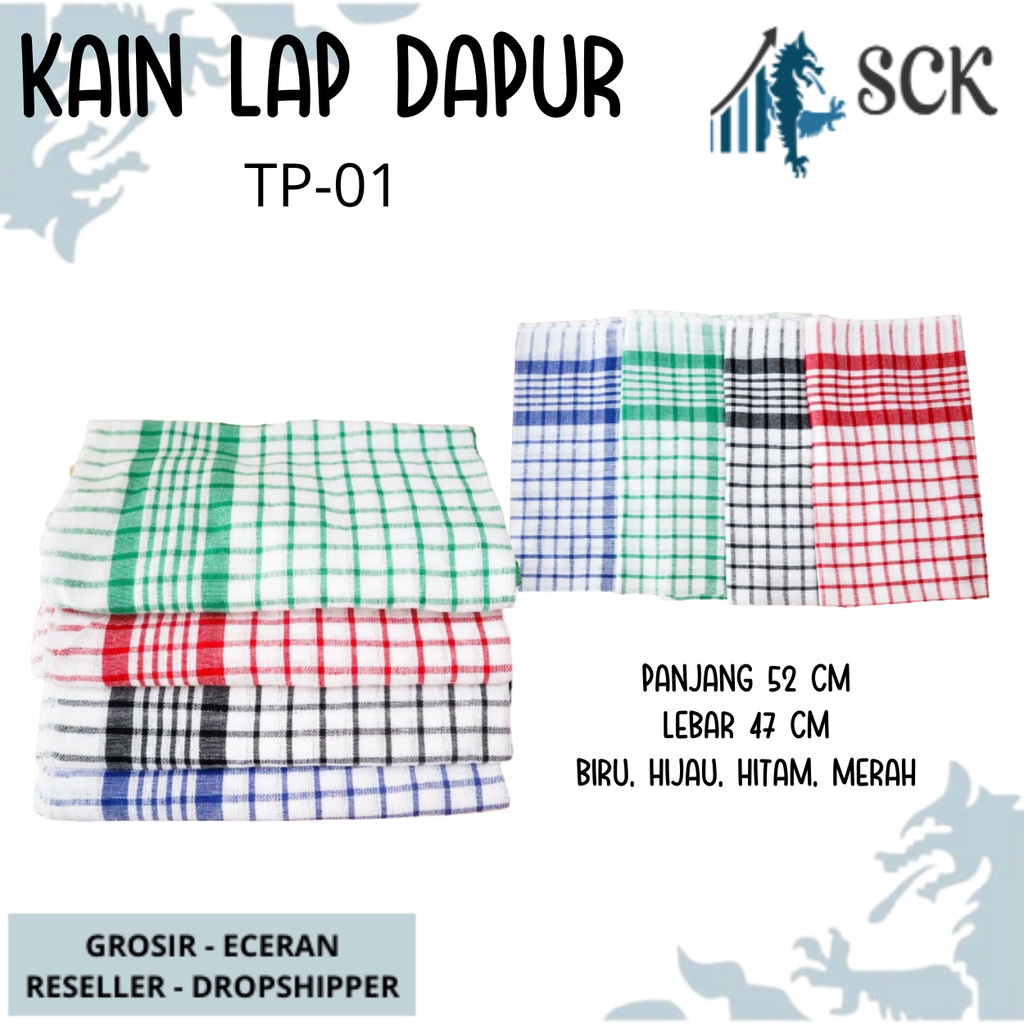 [ISI 3] Serbet CAP DAUN TP-01 / LAP DAPUR MAKAN MOTIF KOTAK KAIN KATUN - sckmenwear GROSIR