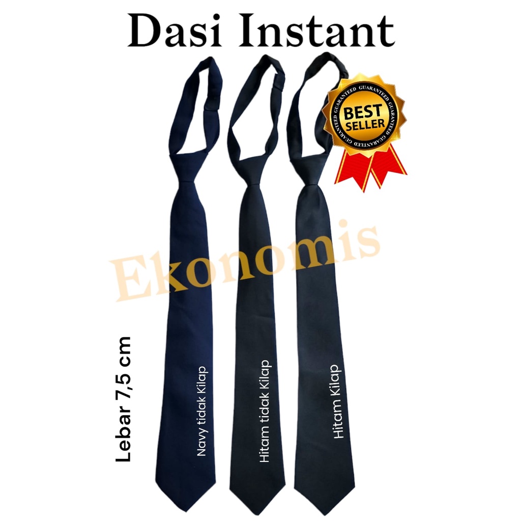 Dasi Instant Pria Langsung Pakai Polos Dasi Sekolah Dasi Murah Hitam Best Seller